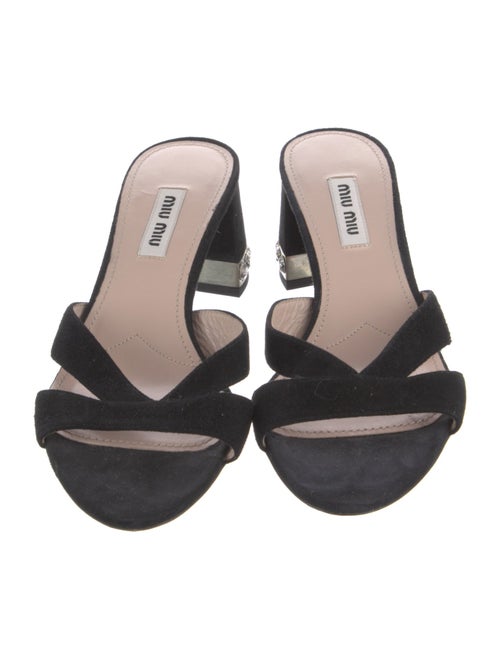 Miu Miu Suede Crystal Embellishments Slides