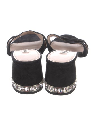 Miu Miu Suede Crystal Embellishments Slides