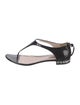 Miu Miu Patent Leather Crystal Embellishments T-Strap Sandals