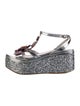 Miu Miu Leather Crystal Embellishments T-Strap Sandals