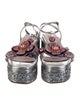Miu Miu Leather Crystal Embellishments T-Strap Sandals