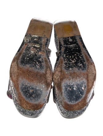 Miu Miu Leather Crystal Embellishments T-Strap Sandals