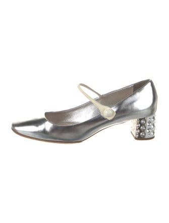 Miu Miu Leather Crystal Embellishments Pumps