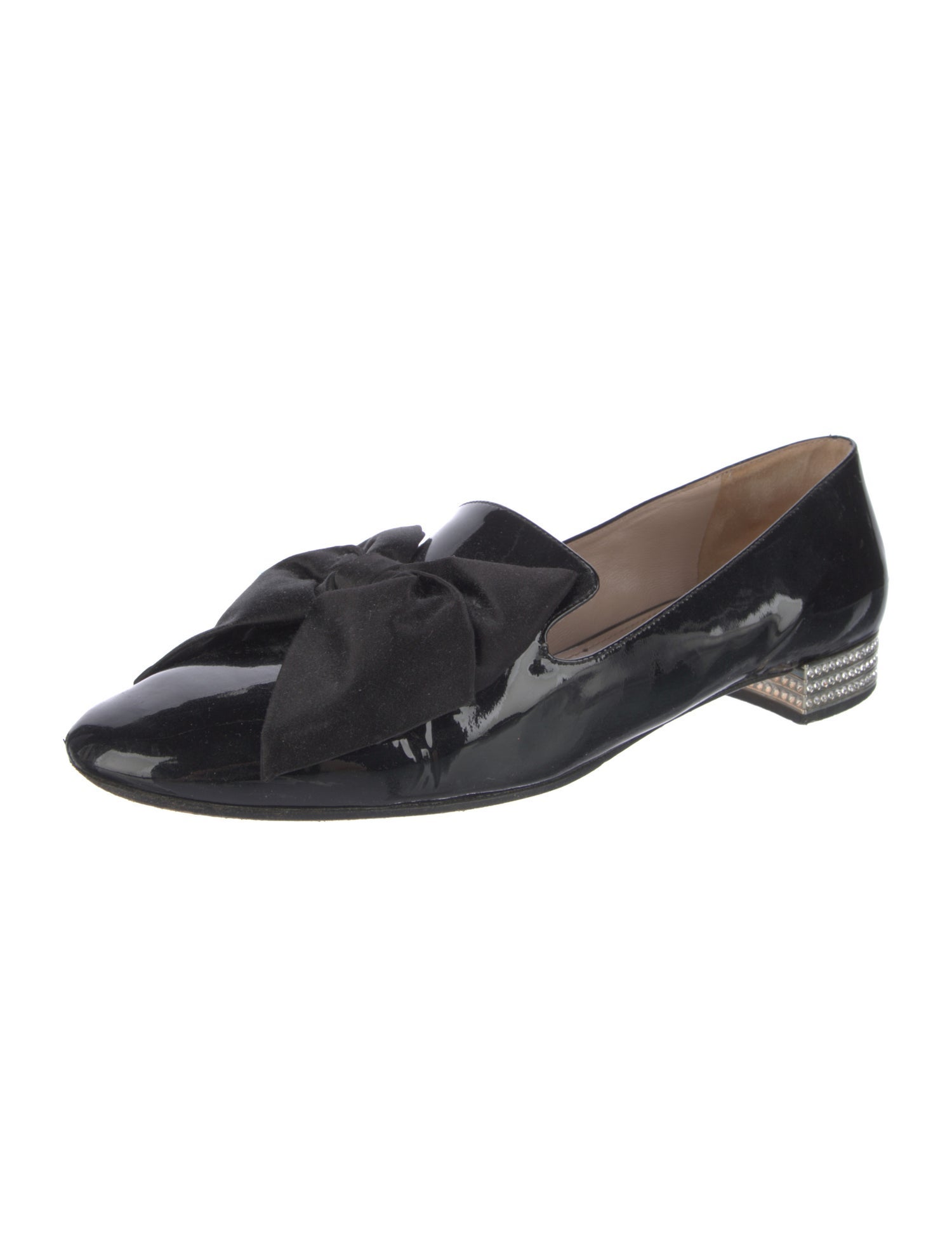 Miu Miu Patent Leather Bow Accents Loafers