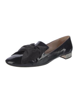 Miu Miu Patent Leather Bow Accents Loafers