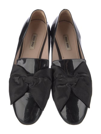 Miu Miu Patent Leather Bow Accents Loafers
