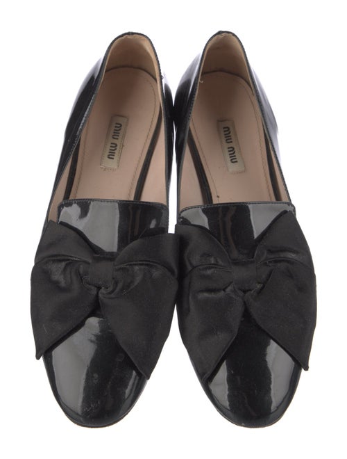 Miu Miu Patent Leather Bow Accents Loafers