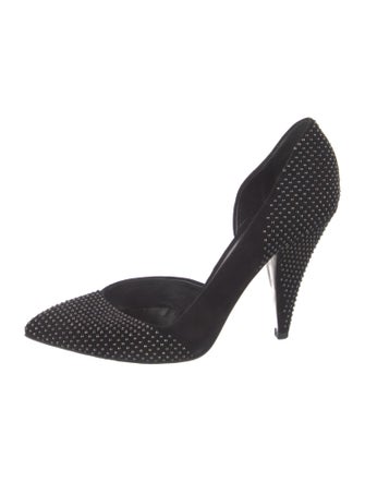 Miu Miu Suede Studded Accents D'Orsay Pumps