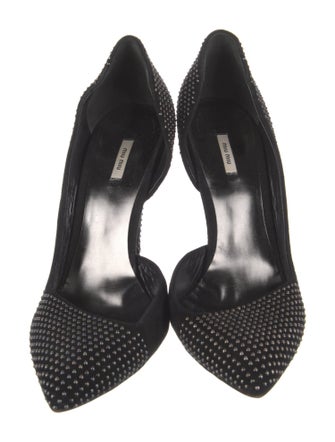 Miu Miu Suede Studded Accents D'Orsay Pumps