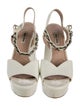 Miu Miu Patent Leather Chain-Link Accents Slingback Sandals