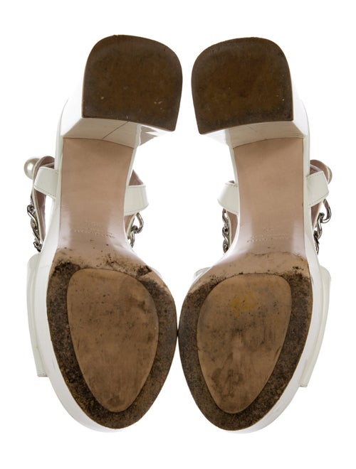 Miu Miu Patent Leather Chain-Link Accents Slingback Sandals