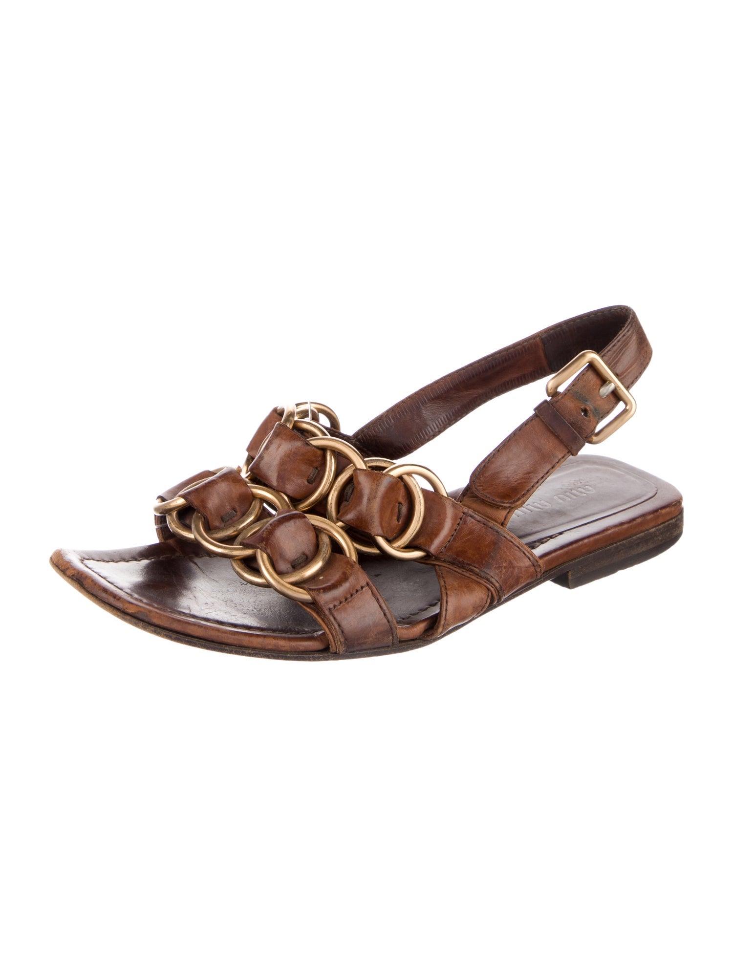 Miu Miu Leather Slingback Sandals