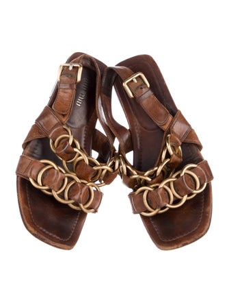 Miu Miu Leather Slingback Sandals