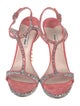 Miu Miu Suede Glitter Accents T-Strap Sandals