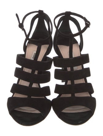 Miu Miu Suede Crystal Embellishments Gladiator Sandals