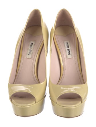 Miu Miu Patent Leather Cutout Accent Pumps