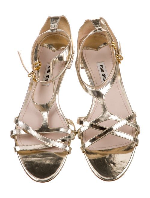 Miu Miu Patent Leather Crystal Embellishments Sandals