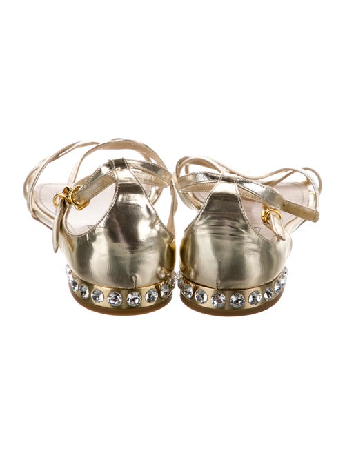 Miu Miu Patent Leather Crystal Embellishments Sandals