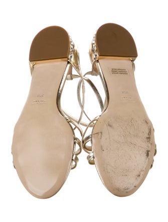 Miu Miu Patent Leather Crystal Embellishments Sandals