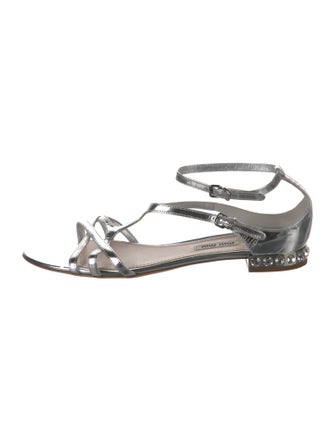 Miu Miu Patent Leather Crystal Embellishments Sandals
