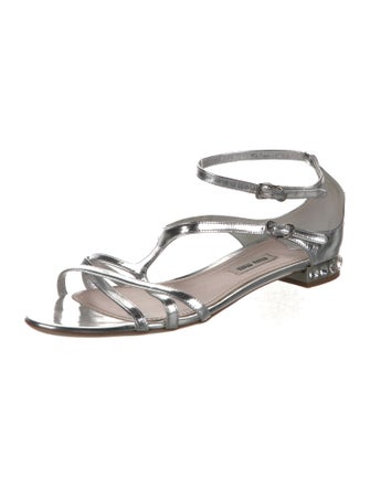 Miu Miu Patent Leather Crystal Embellishments Sandals