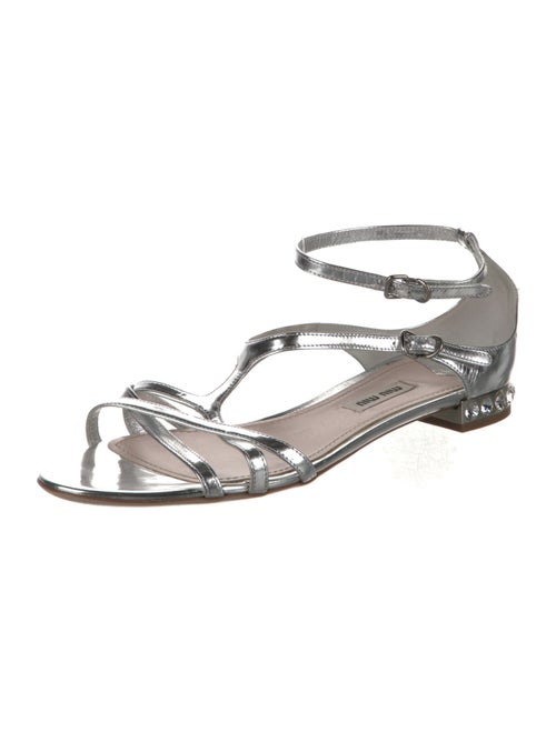 Miu Miu Patent Leather Crystal Embellishments Sandals