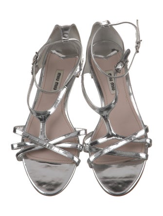 Miu Miu Patent Leather Crystal Embellishments Sandals