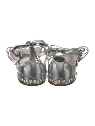 Miu Miu Patent Leather Crystal Embellishments Sandals