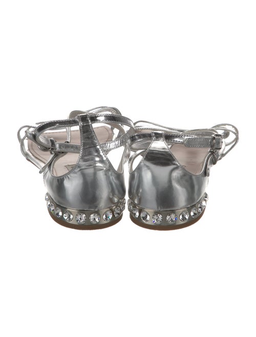 Miu Miu Patent Leather Crystal Embellishments Sandals