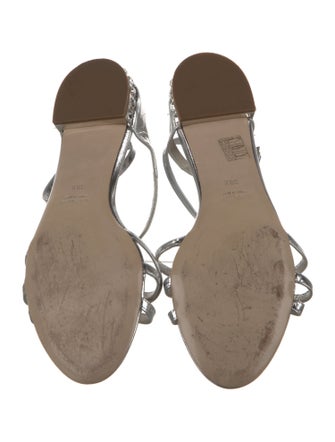 Miu Miu Patent Leather Crystal Embellishments Sandals