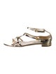 Miu Miu Patent Leather Crystal Embellishments T-Strap Sandals