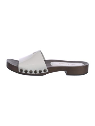 Miu Miu Leather Studded Accents Slides