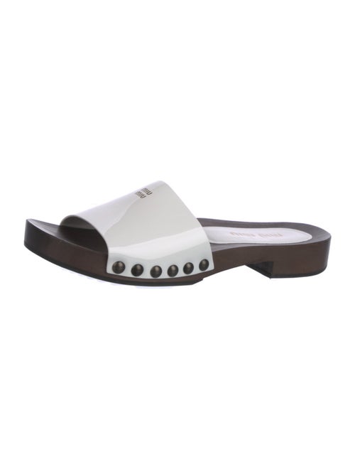 Miu Miu Leather Studded Accents Slides