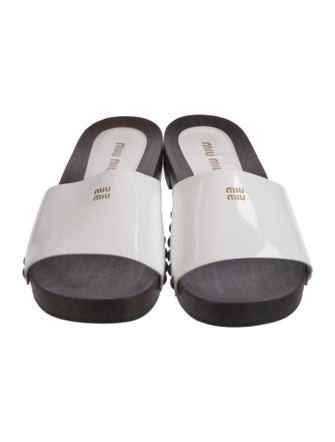 Miu Miu Leather Studded Accents Slides
