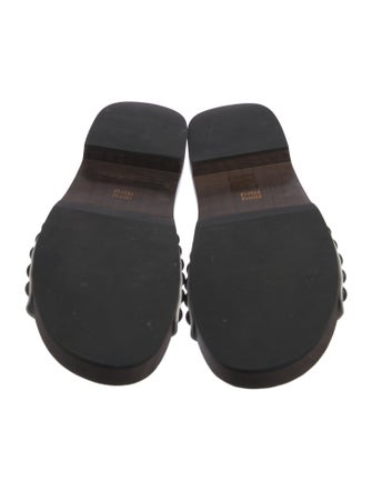 Miu Miu Leather Studded Accents Slides