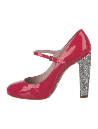 Miu Miu Patent Leather Glitter Accents Pumps