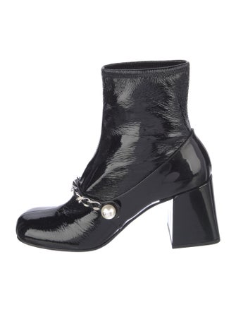 Miu Miu Patent Leather Chain-Link Accents Boots
