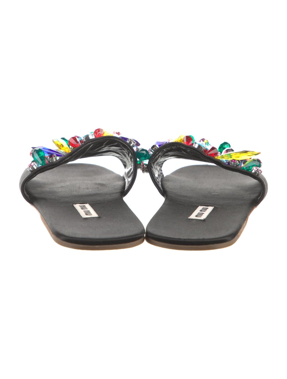 Miu Miu Satin Slides Black Beaded & Crystal Accen… - image 4