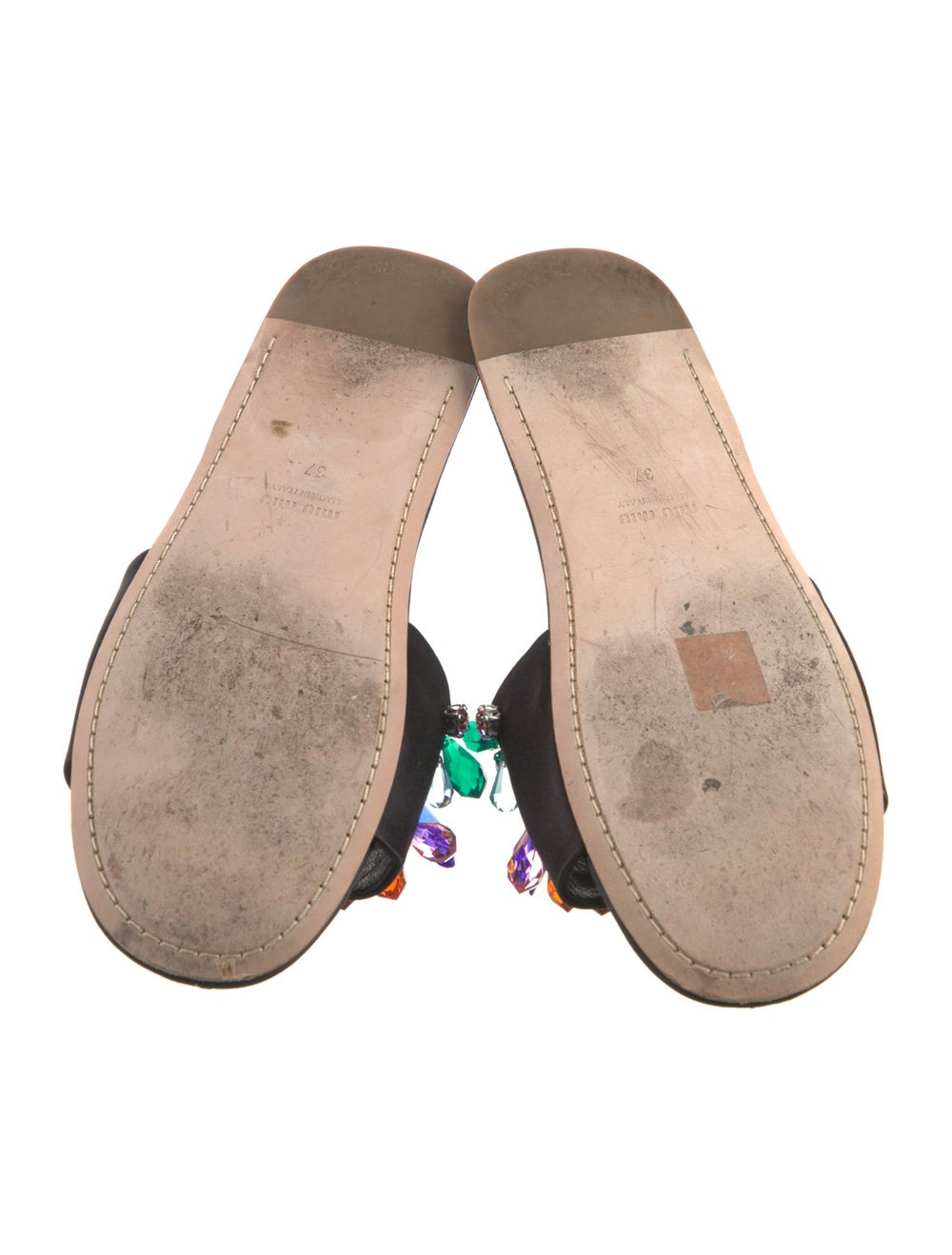 Miu Miu Satin Slides Black Beaded & Crystal Accen… - image 5