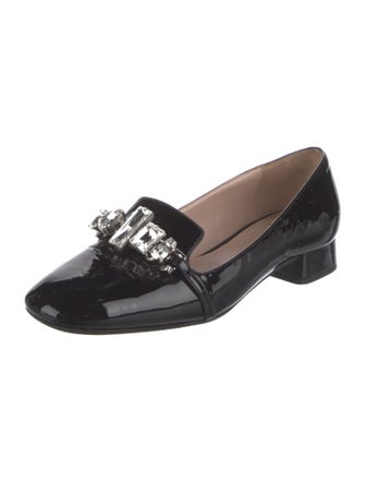 Miu Miu Patent Leather Crystal Embellishments Loafers