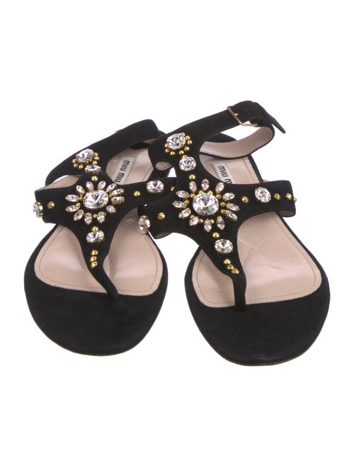 Miu Miu Suede Crystal Embellishments Sandals