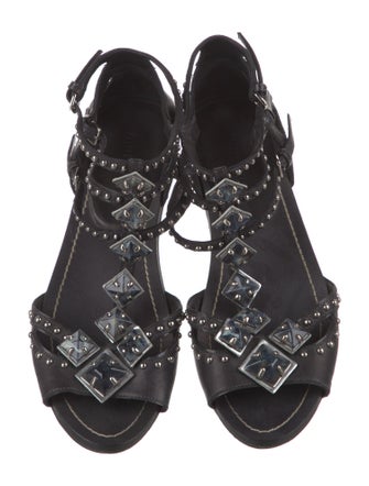 Miu Miu Leather Studded Accents Gladiator Sandals