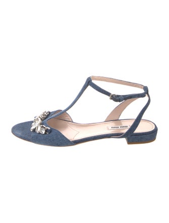 Miu Miu Denim T-Strap Sandals