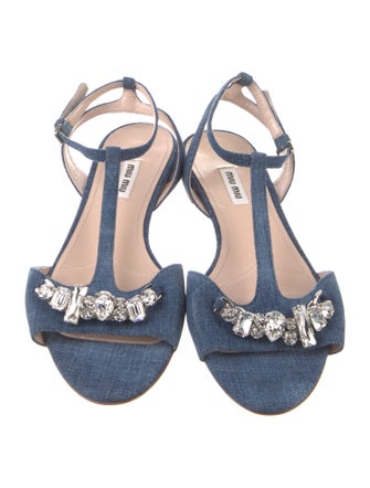 Miu Miu Denim T-Strap Sandals