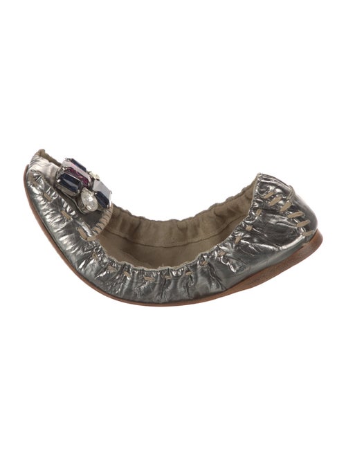 Miu Miu Leather Crystal Embellishments Sneakers