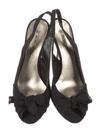 Miu Miu Bow Accents Slingback Pumps