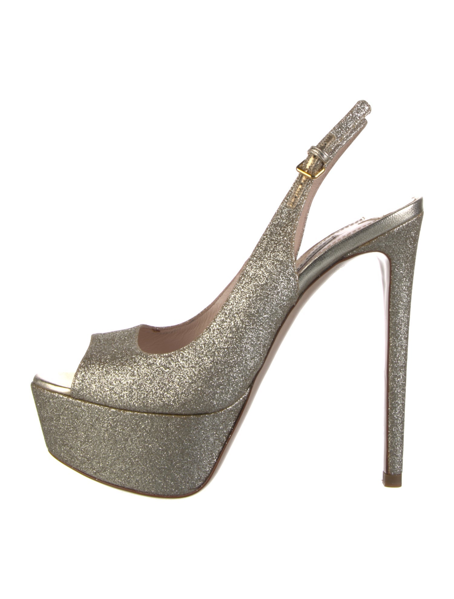 Miu Miu Glitter Glitter Accents Slingback Sandals