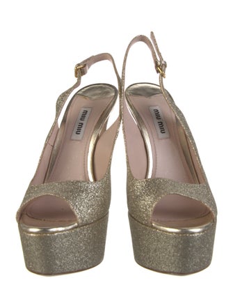 Miu Miu Glitter Glitter Accents Slingback Sandals