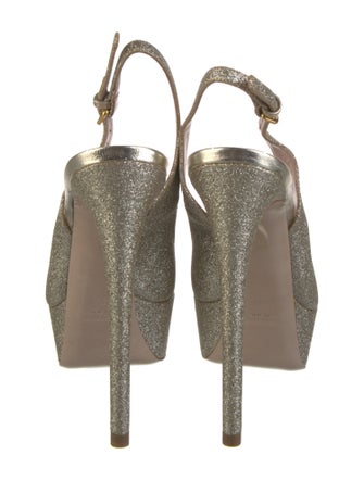 Miu Miu Glitter Glitter Accents Slingback Sandals