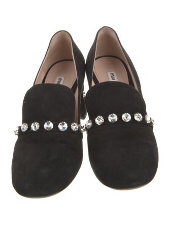 Miu Miu Suede Crystal Embellishments Pumps